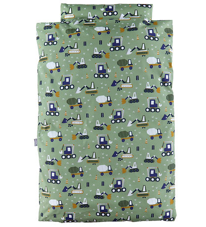 Nørgaard Madsens Bedding - Baby - Green w. Work machines