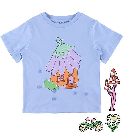 Stella McCartney Kids Stuttermabolur - Ljósblár M. Plástrar