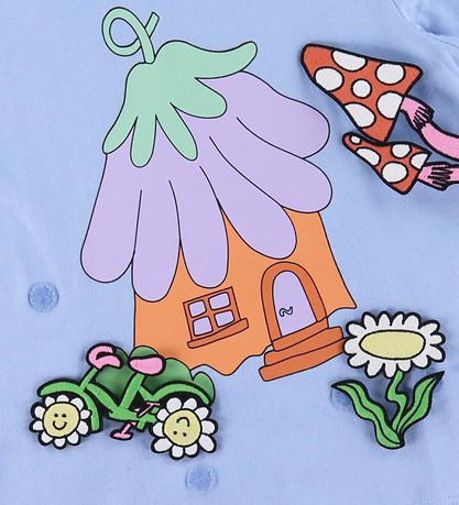 Stella McCartney Kids Stuttermabolur - Ljósblár M. Plástrar