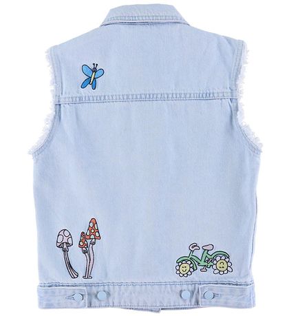 Stella McCartney Kids Denimvest - Hellblau m. Strickerei