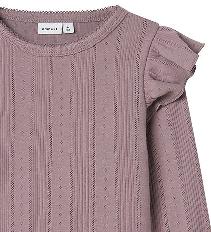 Name It Blouse - Noos - NmfJulia - Elderberry w. Pointelle