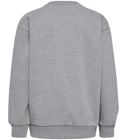 Hummel Sweatshirt - hmlJR Loose Crewneck - Grey Melange w. Logo