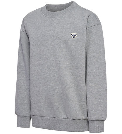 Hummel Sweatshirt - hmlJR Loose Crewneck - Grey Melange w. Logo