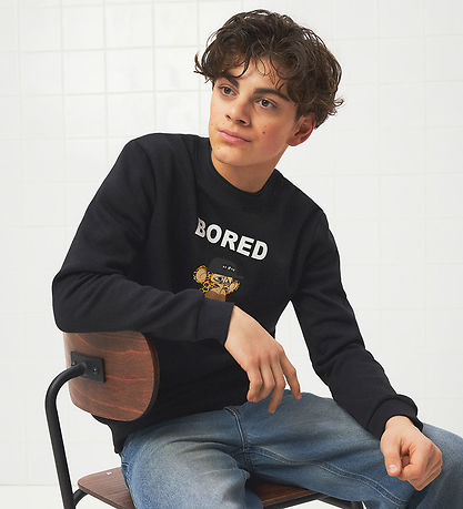 LMTD Sweatshirt - NlmAbrosso BoredOFD - Black w. Print