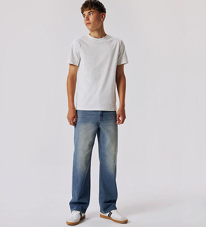 LMTD Jeans - NlmToizza - Medium+ Blue Denim/Óhreinn þvottur