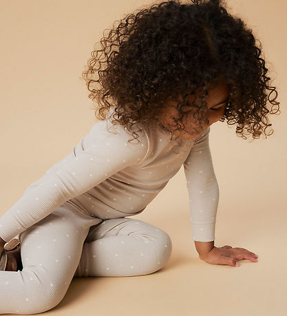 Lil' Atelier Leggings - Rib - NmfGago - Gray Morn/Heart