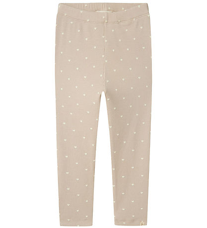 Lil' Atelier Leggings - Rib - NmfGago - Gray Morn/Heart