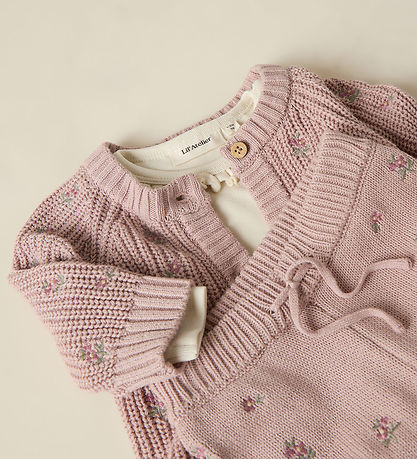 Lil' Atelier Cardigan - Knitted - NbfEmlen - Shadow Gray w. Flow