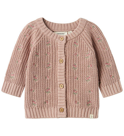 Lil' Atelier Cardigan - Knitted - NbfEmlen - Shadow Gray w. Flow