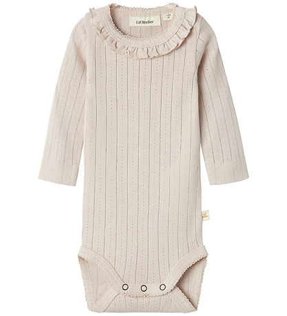 Lil' Atelier Bodysuit L/æ - NbfRachel - Gray Morn w. Pointelle