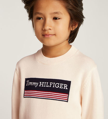 Tommy Hilfiger Bluse - Strick - Ivory Petal m. Flagge