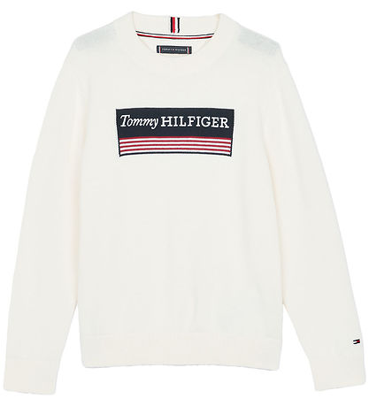 Tommy Hilfiger Bluse - Strick - Ivory Petal m. Flagge