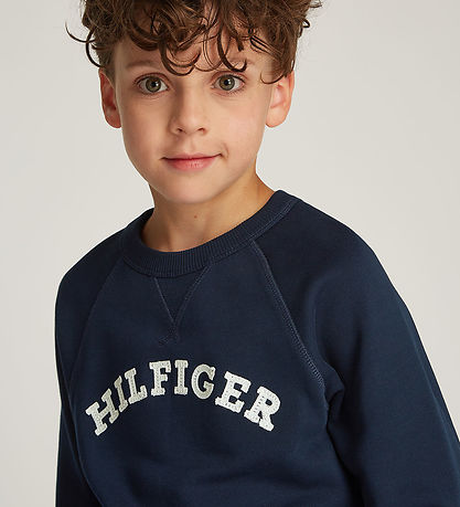 Tommy Hilfiger Sweatshirt - Dark Nacht Navy m. Wit