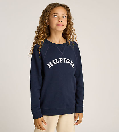 Tommy Hilfiger Sweatshirt - Dark Nacht Navy m. Wit