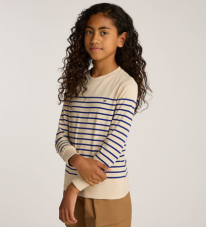 Tommy Hilfiger Bluse - Beige/Blau Gestreift