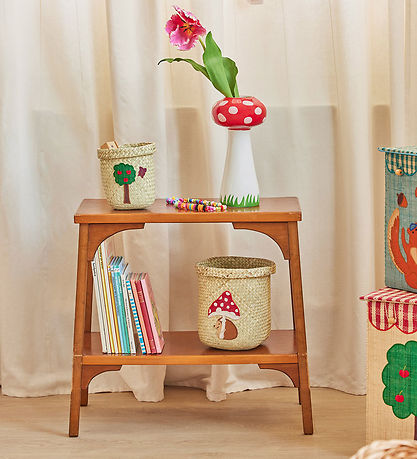Rice Geymslukarfa - Raffia/Þang - Happy Forest - 15x16 cm -