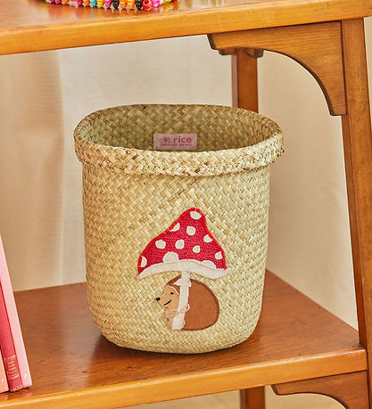 Rice Geymslukarfa - Raffia/Þang - Happy Forest - 20x20 cm -