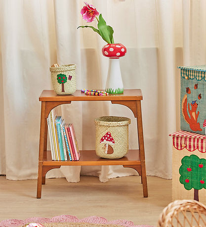Rice Geymslukarfa - Raffia/Þang - Happy Forest - 20x20 cm -