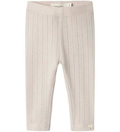 Lil' Atelier Leggings - NbfRachel - Gray Morn w. Pointelle