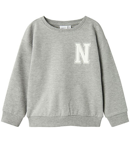 Name It Sweatshirt - NmmTollo - Grey Melange w. White