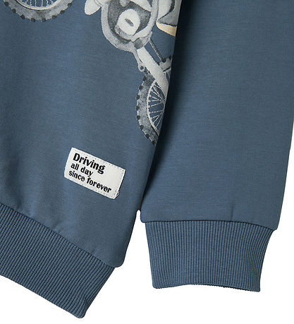Name It Sweatshirt - NmmTeodor - China Blue w. Motorcycle print