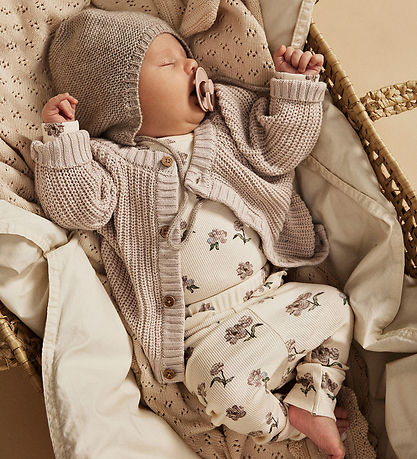 Lil' Atelier Leggings - Rib - NbfGavo - Turtledove/Peony