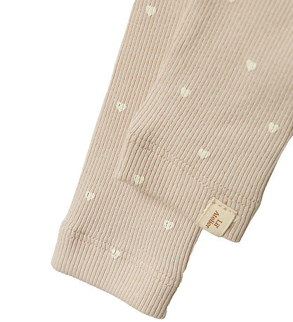 Lil' Atelier Leggings - Rib - NbfGago - Gray Morn/Heart