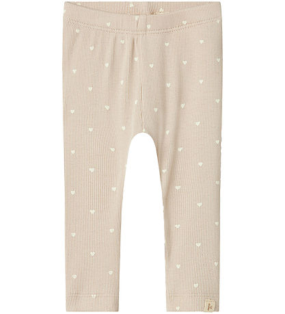 Lil' Atelier Leggings - Rib - NbfGago - Gray Morn/Heart