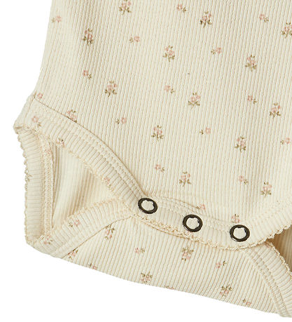 Lil' Atelier Bodysuit L/æ - Rib - NbfGago - Turtledove/Flower