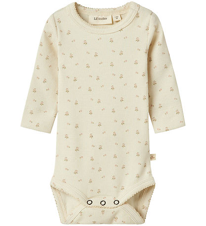Lil' Atelier Bodysuit L/æ - Rib - NbfGago - Turtledove/Flower