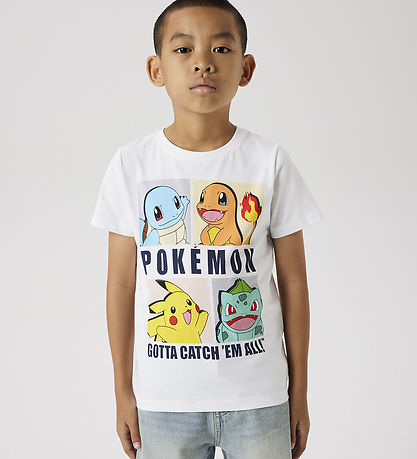 Name It T-shirt - Noos - NkmDazz Pokémon - Bright White m. Tryck