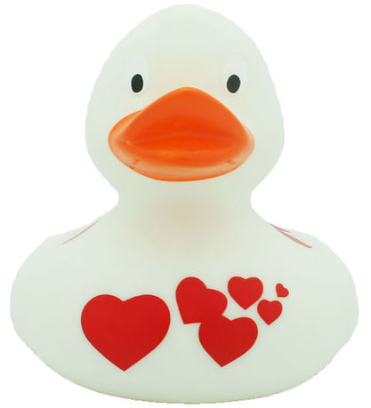 Rubber Duck - White w. Red Hearts