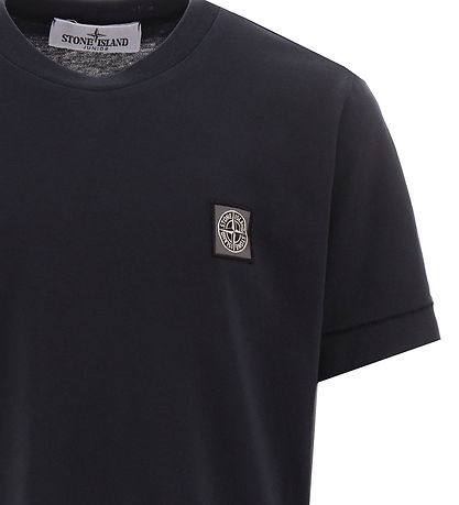 Stone Island Stuttermabolur - Dökkblátt Blue M. Lógó