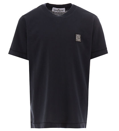 Stone Island Stuttermabolur - Dökkblátt Blue M. Lógó
