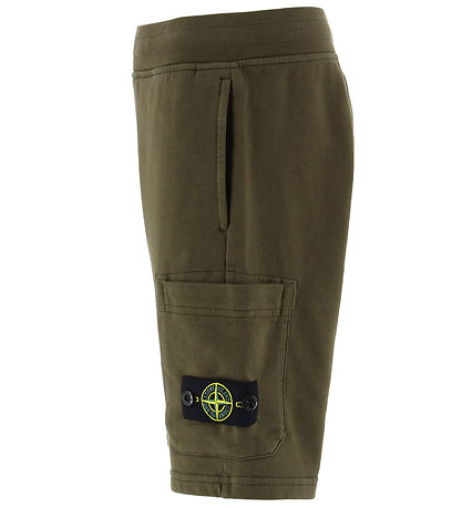 Stone Island Sweat Shorts - Military Green w. Logo