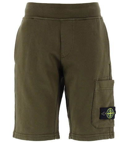 Stone Island Sweat Shorts - Military Green w. Logo