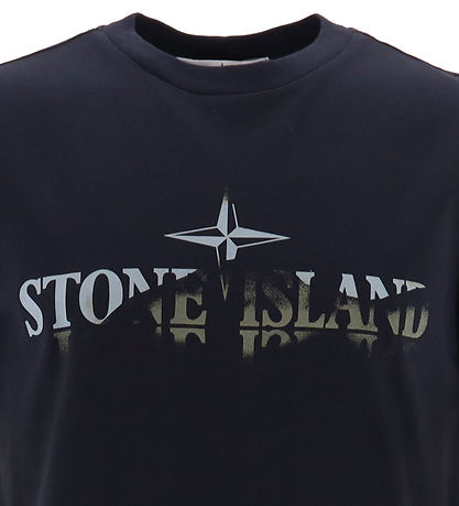 Stone Island Stuttermabolur - Dökkblátt Blue