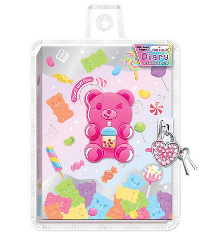 Hot Focus Diary w. Lås - 300 pages - Soft Toys/Candy motifs