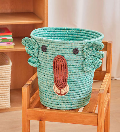 Rice Storage Basket - Raffia/Seaweed - 20x30 cm - Aqua/Koala