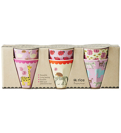 Rice Cups - Melamine - 6 pcs - 160 mL - Multi/Wildlife Prints