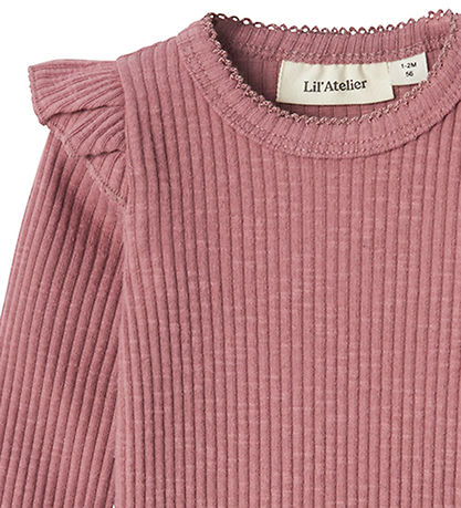 Lil' Atelier Bodysuit L/æ - Rib - NbfRaja - Nostalgia Rose