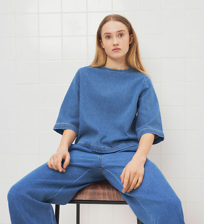 LMTD Bluse - 3/4 - NlfLotte - Light Blue Denim