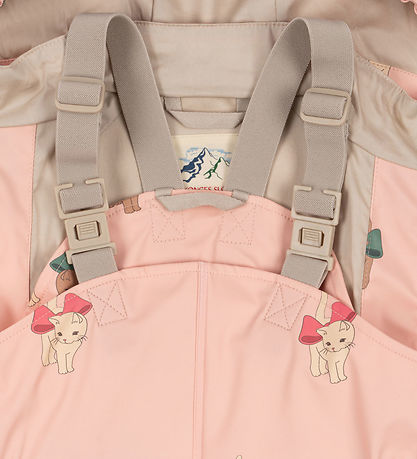 Konges Sløjd Rainwear w. Suspenders - PU - Palm - Bow Kitty Pink