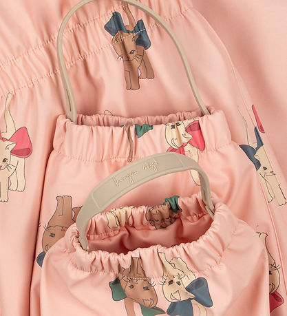 Konges Sløjd Rainwear w. Suspenders - PU - Palm - Bow Kitty Pink