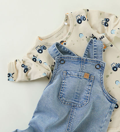 Name It Bodysuit L/Æ - NbmBassen - Summer Sand w. Tractors