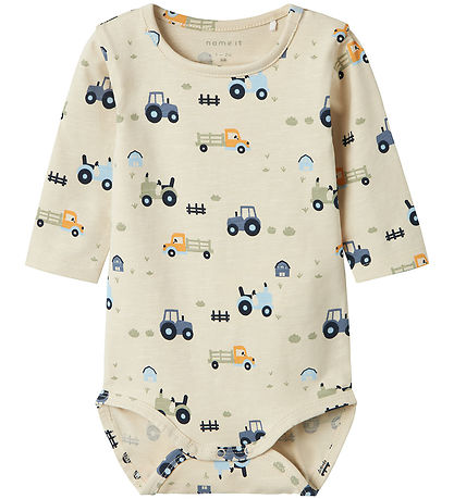 Name It Bodysuit L/Æ - NbmBassen - Summer Sand w. Tractors