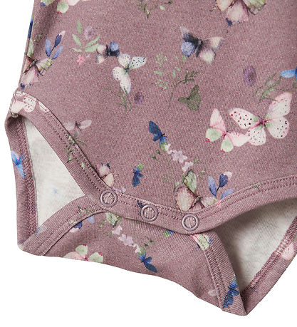Name It Bodysuit L/Æ - NbfBela - Elderberry w. Butterflies