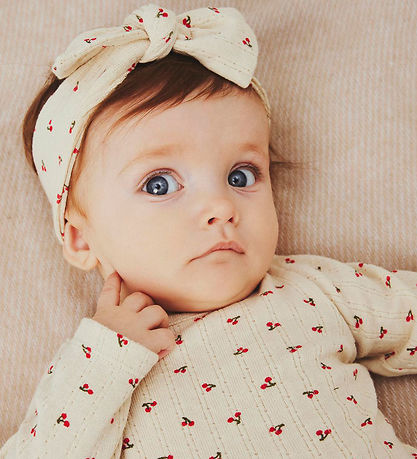 Name It Bodysuit L/Æ - NbfBilia - Summer Sand w. Cherry