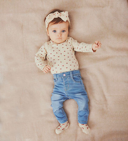 Name It Bodysuit L/Æ - NbfBilia - Summer Sand w. Cherry