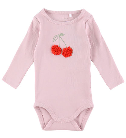 Name It Bodysuit L/Æ - Rib - NbfBolia - Winsome Orchid w. Cherry